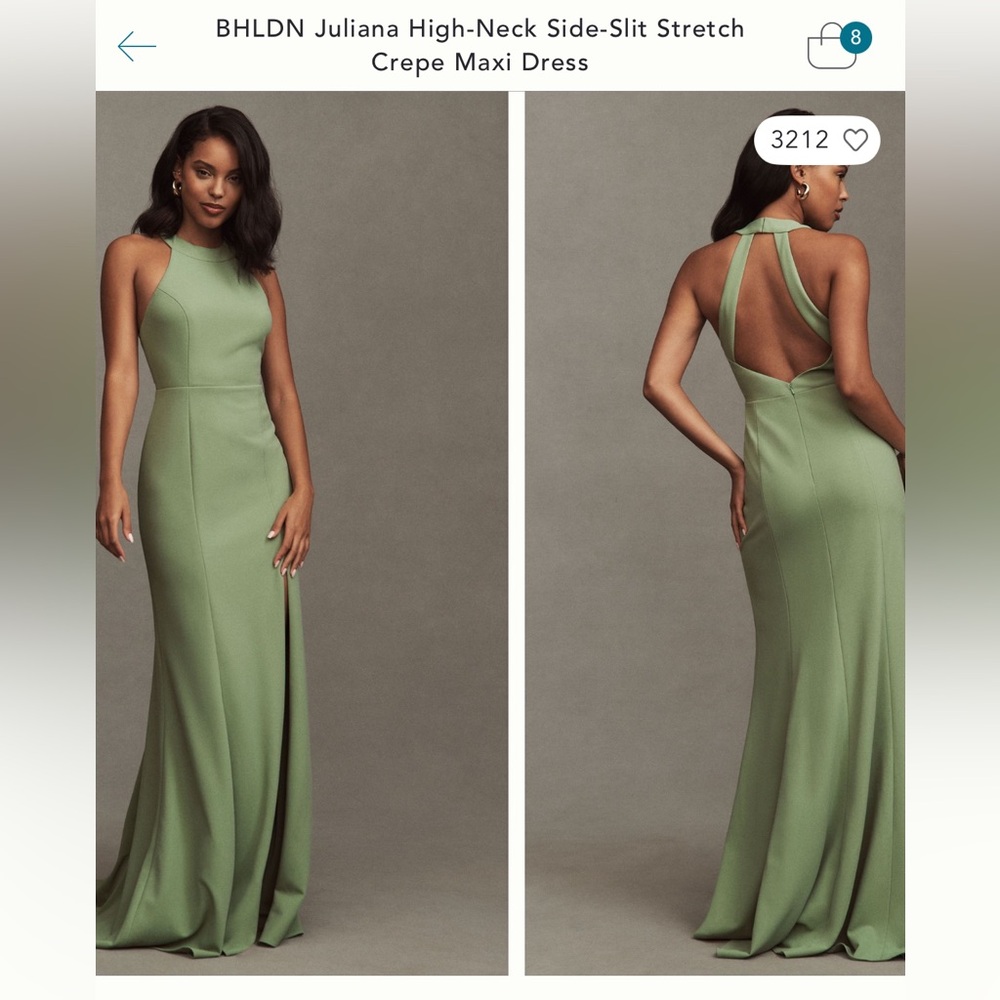BHLDN Juliana High-Neck Sage Maxi Dress